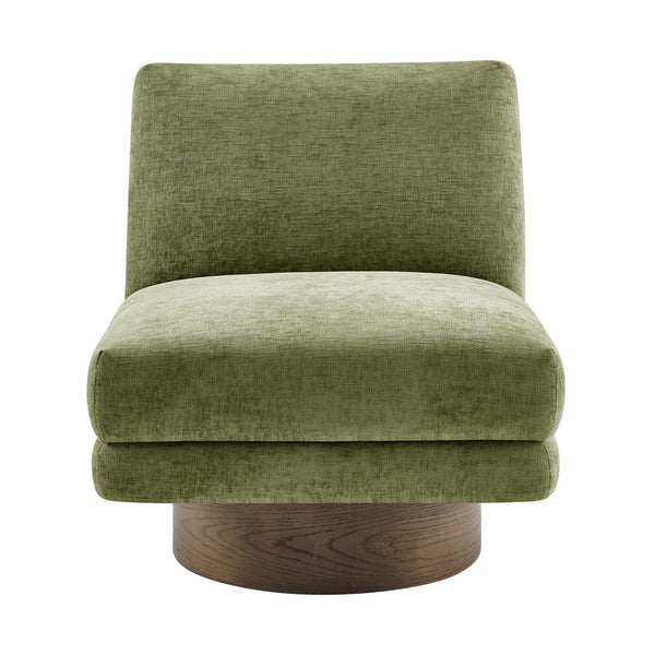 New Pacific Direct Zenda Elegant Chenille Swivel Accent Chair With Plush Comfort And Stylish Wooden Base For Living Rooms Millburry Green 100% Polyester 3900137-707-npd