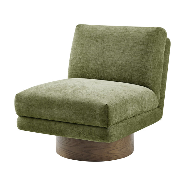New Pacific Direct Zenda Elegant Chenille Swivel Accent Chair With Plush Comfort And Stylish Wooden Base For Living Rooms Millburry Green 100% Polyester 3900137-707-npd