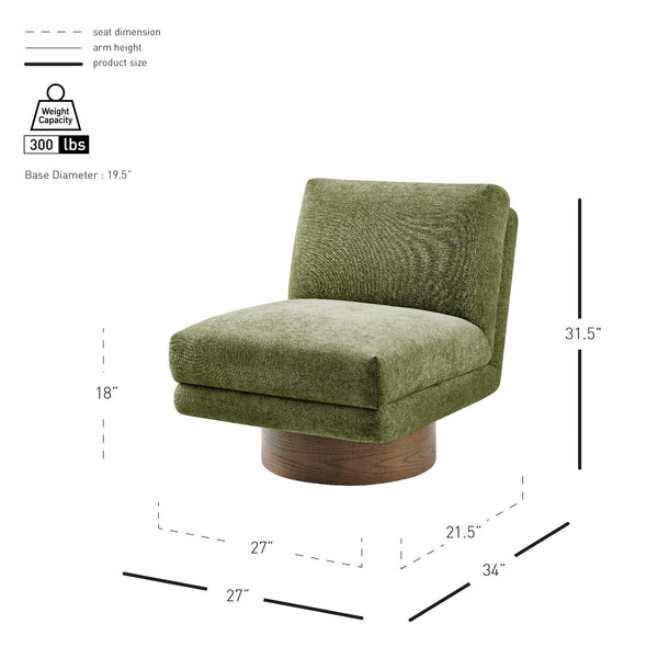 New Pacific Direct Zenda Elegant Chenille Swivel Accent Chair With Plush Comfort And Stylish Wooden Base For Living Rooms Millburry Green 100% Polyester 3900137-707-npd