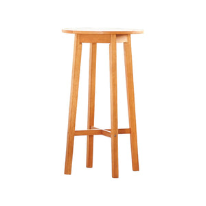 Homeroots 24" Natural Rounded Solid Wood Outdoor Bar Table  Wood 390021