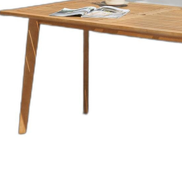 Homeroots 59" Natural Solid Wood Outdoor Dining Table With Umbrella Hole  Wood 390026