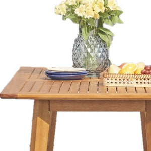 Homeroots 59" Natural Solid Wood Outdoor Dining Table With Umbrella Hole  Wood 390027