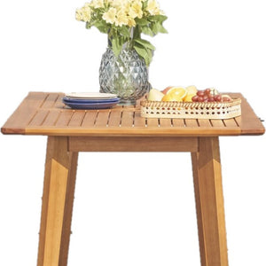 Homeroots 59" Natural Solid Wood Outdoor Dining Table With Umbrella Hole  Wood 390027