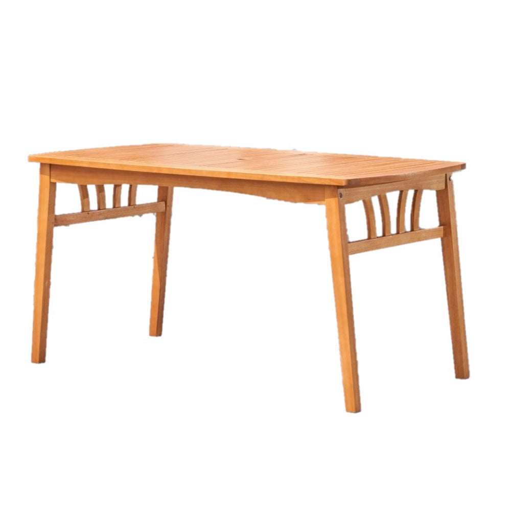 Homeroots 59" Natural Solid Wood Outdoor Dining Table With Umbrella Hole  Wood 390028