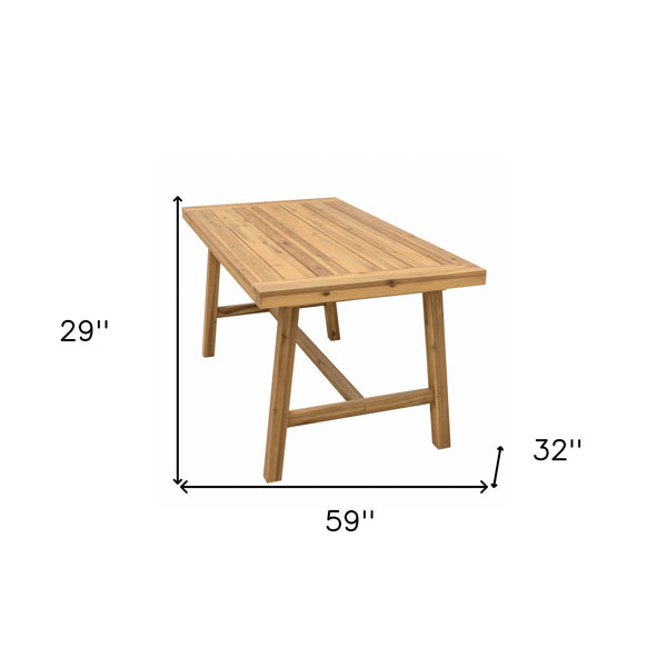 Homeroots 59" Natural Solid Wood Outdoor Dining Table  Wood 390031