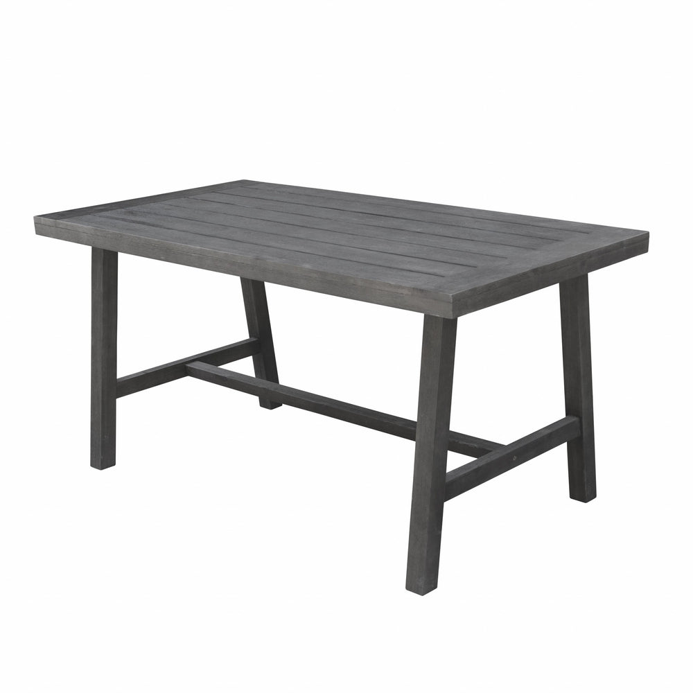Homeroots Dark Grey Dining Table With Leg Support  Wood 390032