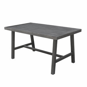 Homeroots Dark Grey Dining Table With Leg Support  Wood 390032