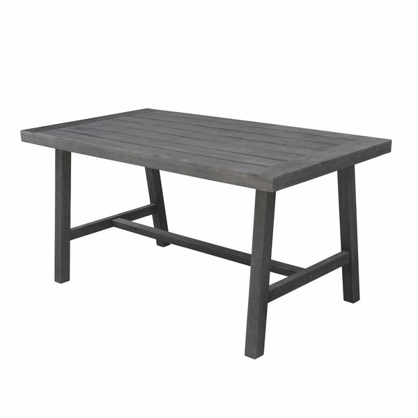 Homeroots Dark Grey Dining Table With Leg Support  Wood 390032