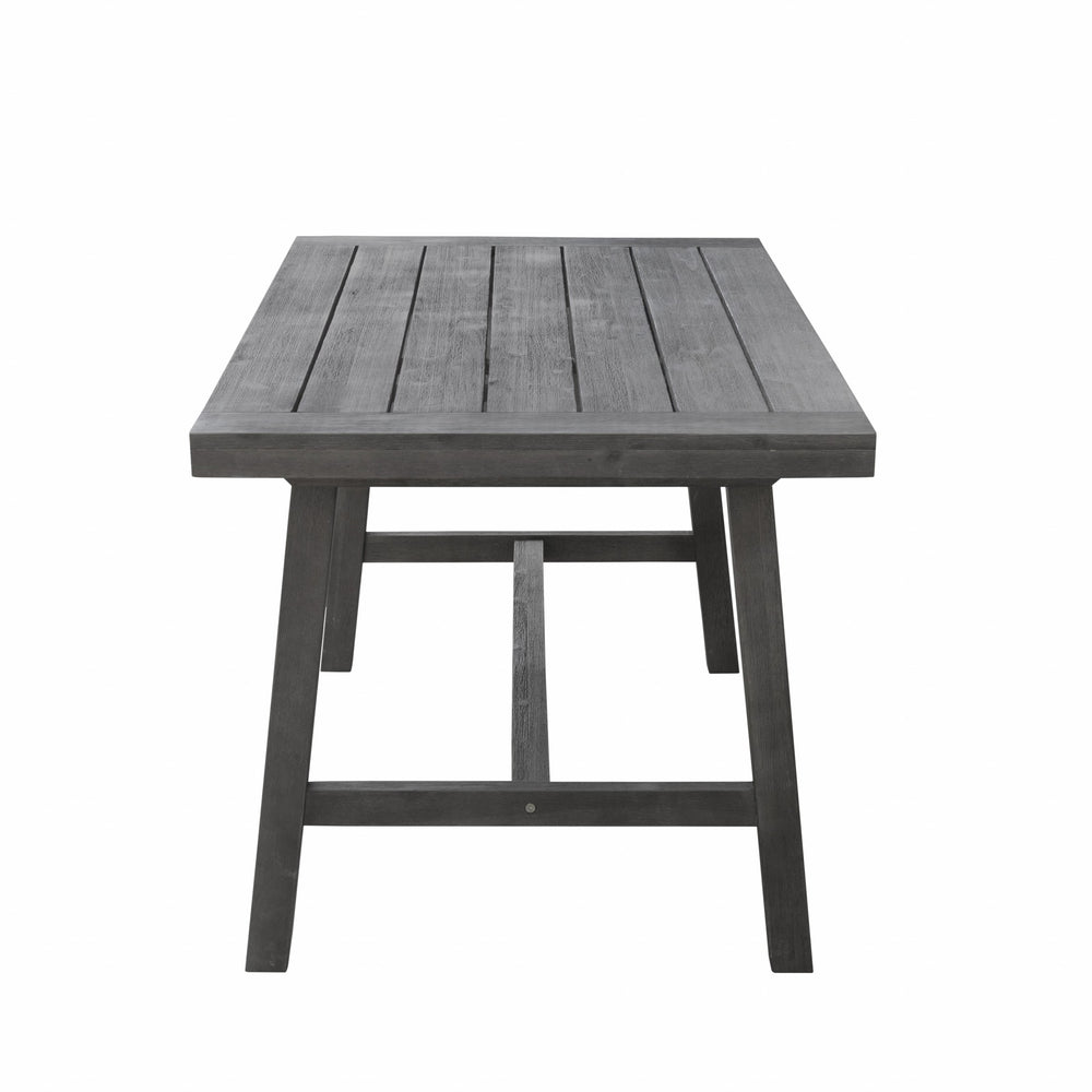 Homeroots Dark Grey Dining Table With Leg Support  Wood 390032