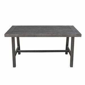 Homeroots Dark Grey Dining Table With Leg Support  Wood 390032