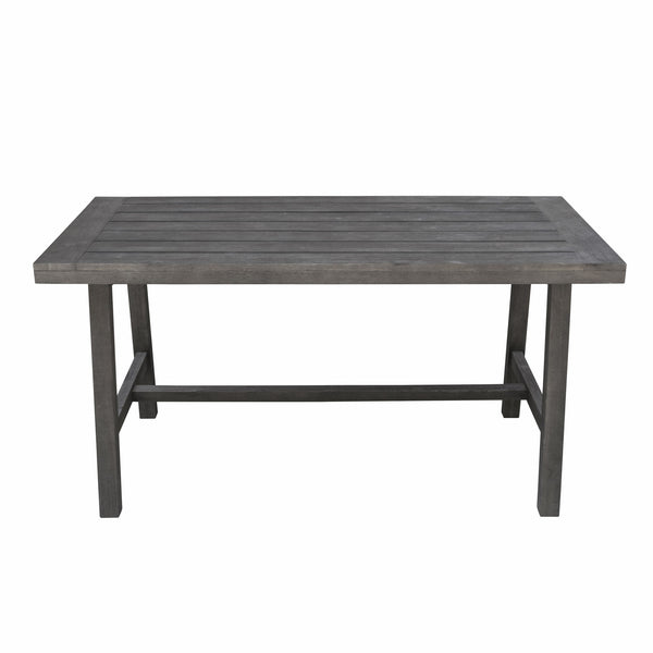 Homeroots Dark Grey Dining Table With Leg Support  Wood 390032