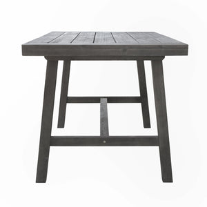 Homeroots Dark Grey Dining Table With Leg Support  Wood 390032