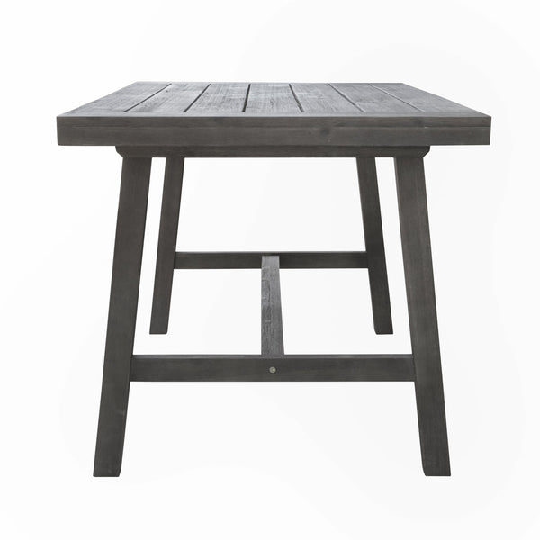 Homeroots Dark Grey Dining Table With Leg Support  Wood 390032