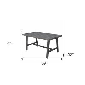 Homeroots Dark Grey Dining Table With Leg Support  Wood 390032
