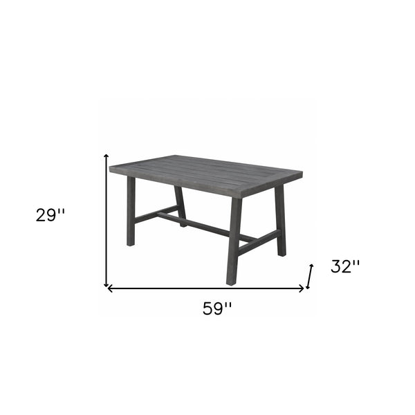 Homeroots Dark Grey Dining Table With Leg Support  Wood 390032