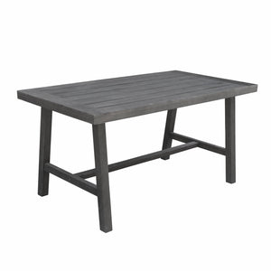 Homeroots Dark Grey Dining Table With Leg Support  Wood 390032
