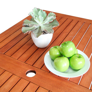 Homeroots 59" Brown Solid Wood Outdoor Dining Table With Umbrella Hole  Wood 390033