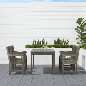 Homeroots 59" Gray Solid Wood Outdoor Dining Table With Umbrella Hole  Wood 390034
