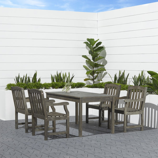 Homeroots 59" Gray Solid Wood Outdoor Dining Table With Umbrella Hole  Wood 390034