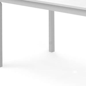 Homeroots 59" White Solid Wood Outdoor Dining Table With Umbrella Hole  Wood 390035