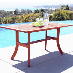 Homeroots 59" Brown Solid Wood Outdoor Dining Table With Umbrella Hole  Wood 390036