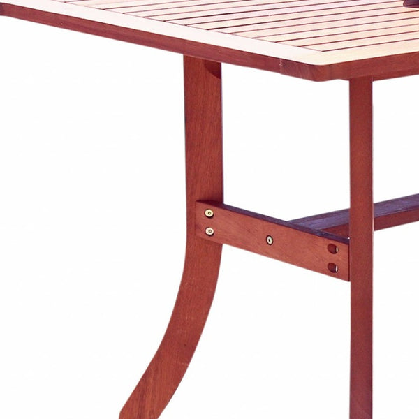 Homeroots 59" Brown Solid Wood Outdoor Dining Table With Umbrella Hole  Wood 390036