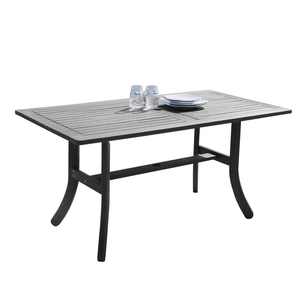 Homeroots 59" Dark Gray Solid Wood Outdoor Dining Table With Umbrella Hole  Wood 390037