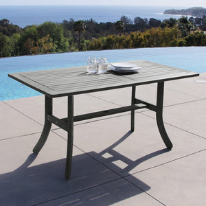 Homeroots 59" Dark Gray Solid Wood Outdoor Dining Table With Umbrella Hole  Wood 390037