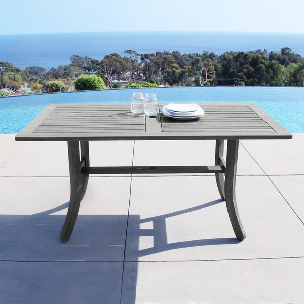Homeroots 59" Dark Gray Solid Wood Outdoor Dining Table With Umbrella Hole  Wood 390037