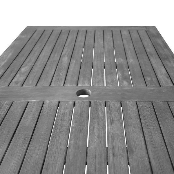 Homeroots 59" Dark Gray Solid Wood Outdoor Dining Table With Umbrella Hole  Wood 390037