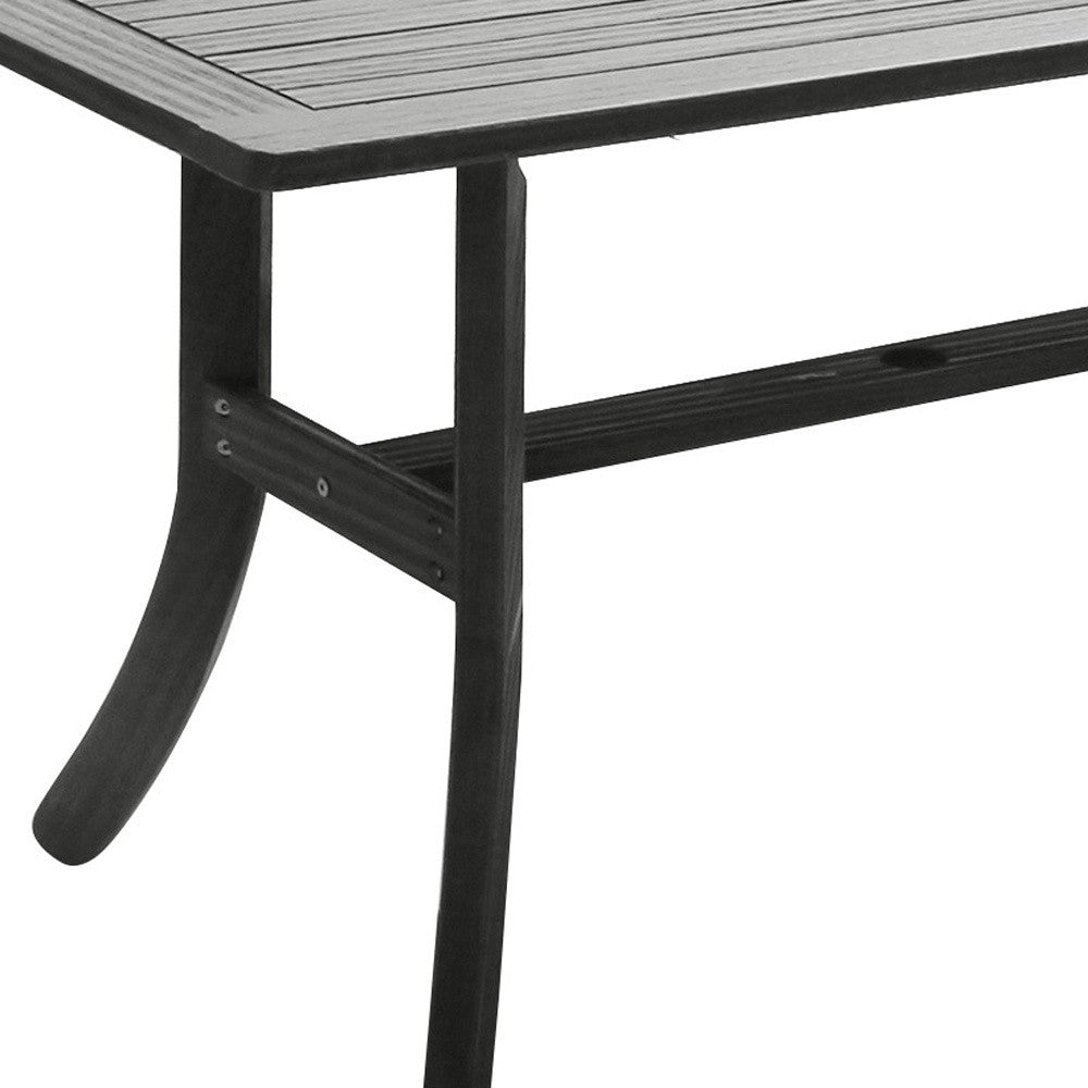 Homeroots 59" Dark Gray Solid Wood Outdoor Dining Table With Umbrella Hole  Wood 390037
