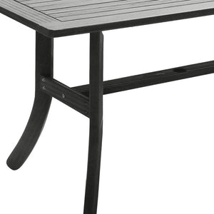 Homeroots 59" Dark Gray Solid Wood Outdoor Dining Table With Umbrella Hole  Wood 390037