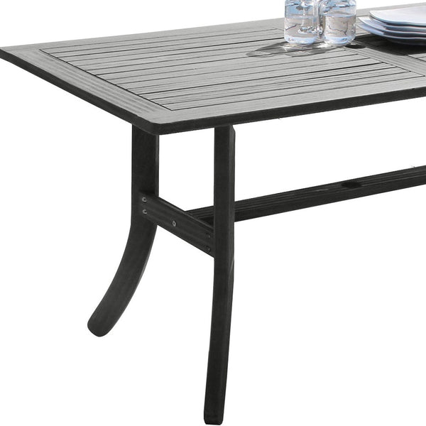 Homeroots 59" Dark Gray Solid Wood Outdoor Dining Table With Umbrella Hole  Wood 390037