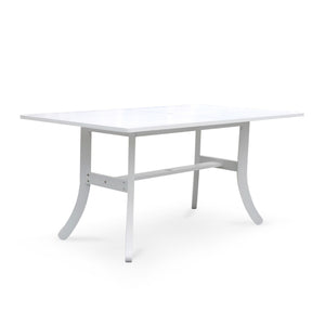 Homeroots White Dining Table With Curved Legs  Wood 390038