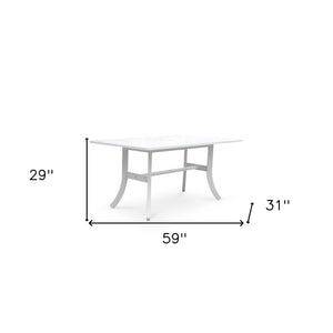 Homeroots White Dining Table With Curved Legs  Wood 390038