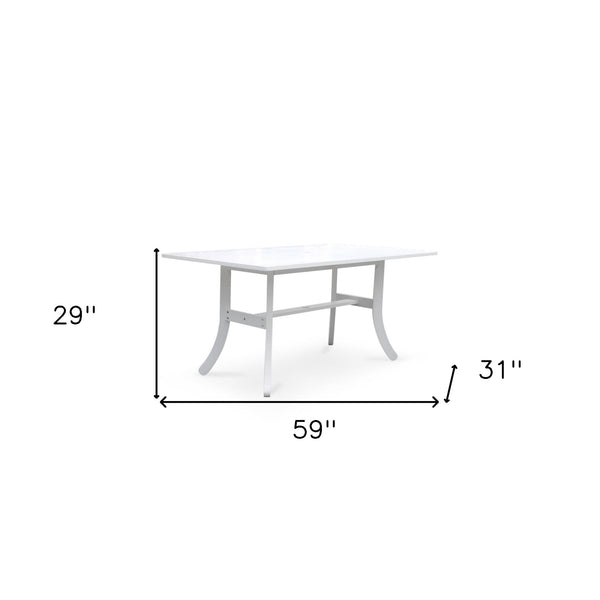 Homeroots White Dining Table With Curved Legs  Wood 390038