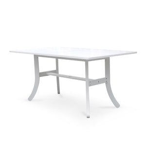 Homeroots White Dining Table With Curved Legs  Wood 390038