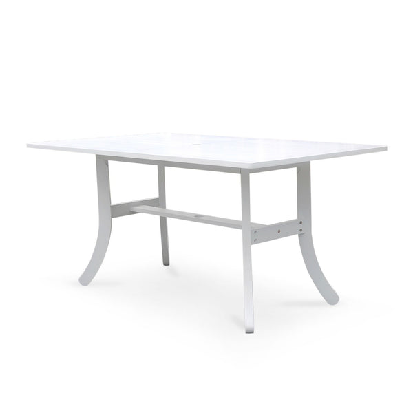Homeroots White Dining Table With Curved Legs  Wood 390038