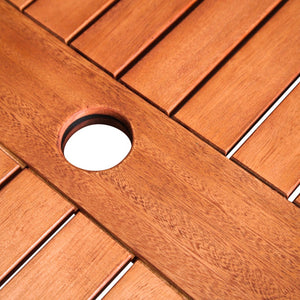 Homeroots 35" Natural Square Solid Wood With Umbrella Hole  Wood 390039