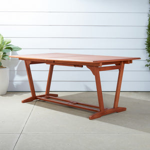 Homeroots 91" Brown Solid Wood Extendable Outdoor Dining Table With Umbrella Hole  Wood 390042