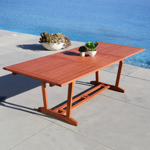 Homeroots 91" Brown Solid Wood Extendable Outdoor Dining Table With Umbrella Hole  Wood 390042