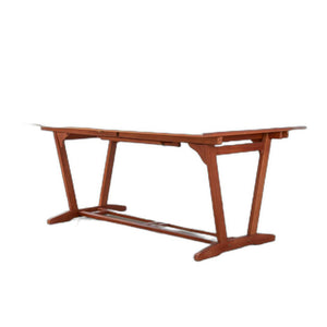 Homeroots 91" Brown Solid Wood Extendable Outdoor Dining Table With Umbrella Hole  Wood 390042