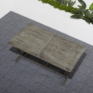 Homeroots 91" Dark Gray Solid Wood Extendable With Umbrella Hole  Wood 390043