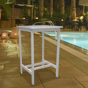 Homeroots 24" White Square Solid Wood Outdoor Bar Table  Wood 390044