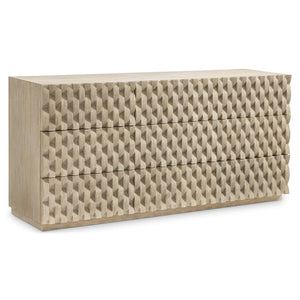 Bernhardt Bernhardt Candra Mindi Wood Dresser Nine Push Open Drawers Carved Half Moon Detail 390051
