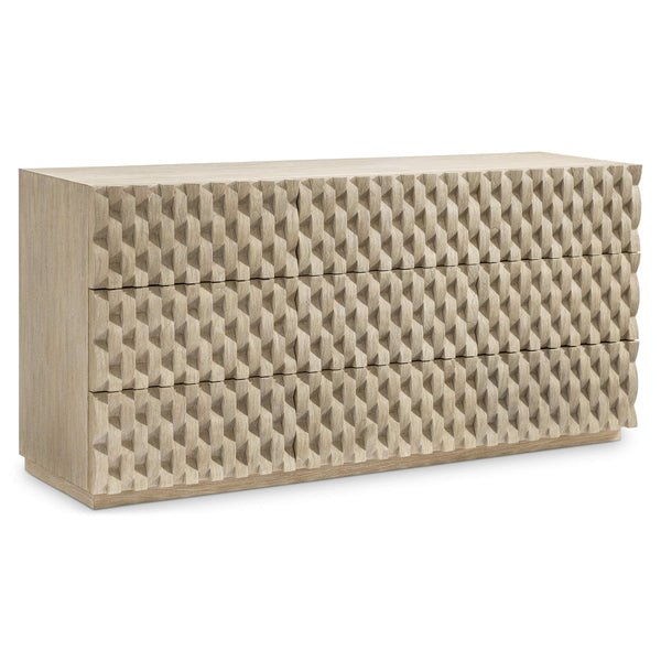 Bernhardt Bernhardt Candra Mindi Wood Dresser Nine Push Open Drawers Carved Half Moon Detail 390051