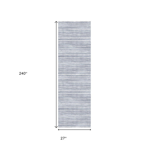 HomeRoots 20' Navy Blue Abstract Runner Rug - Handcrafted Turkish Design for Hallways & Entryways, Soft & Durable 2' x 20' 390063
