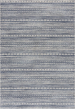 HomeRoots 20' Navy Blue Abstract Runner Rug - Handcrafted Turkish Design for Hallways & Entryways, Soft & Durable 5' x 8' 390071
