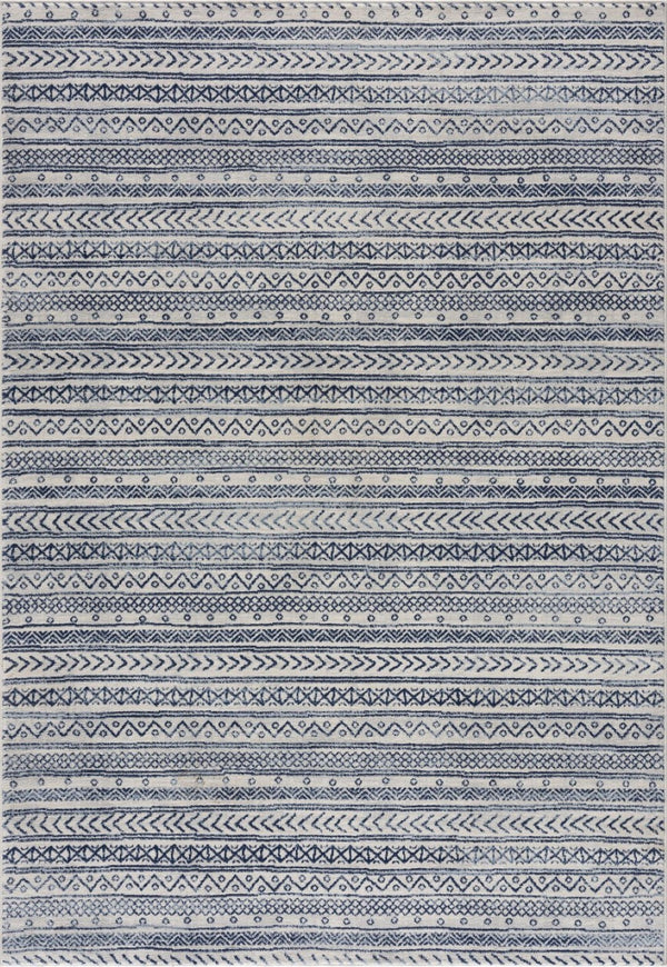 HomeRoots 20' Navy Blue Abstract Runner Rug - Handcrafted Turkish Design for Hallways & Entryways, Soft & Durable 5' x 8' 390071