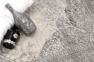 HomeRoots 2' Gray Distressed Medallion Runner Rug - Timeless Elegance for Hallways with Luxurious Comfort & Style 2' x 13' 390075